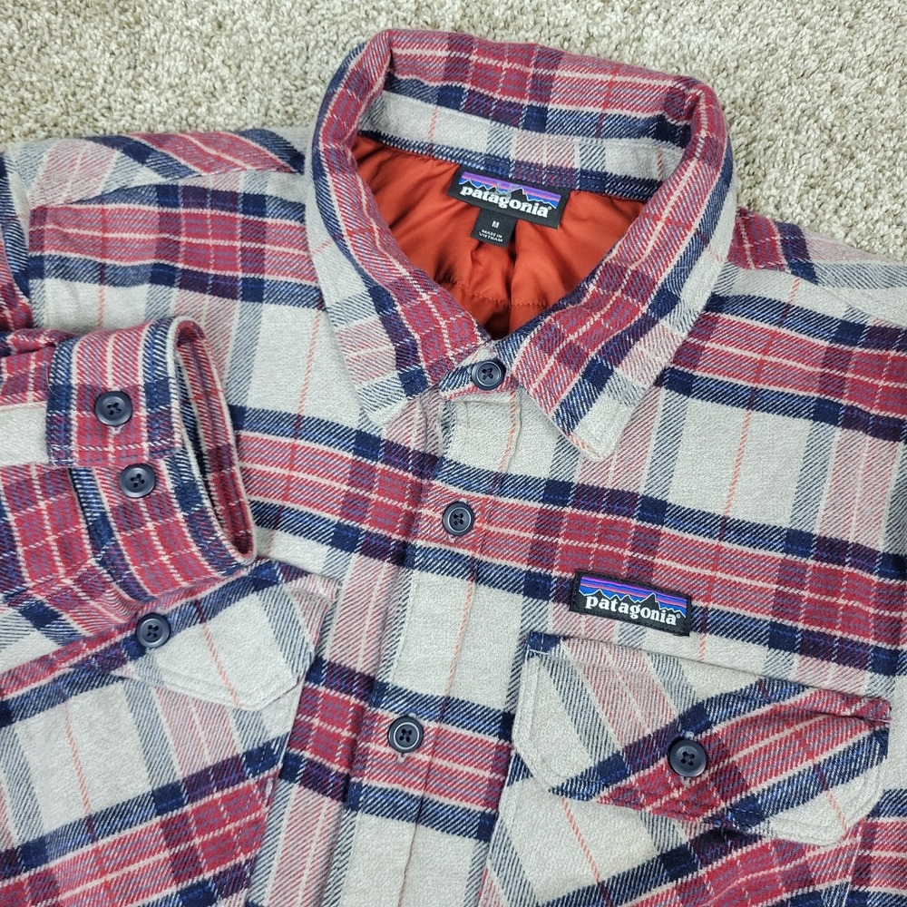 Patagonia Fjord Mens Medium Multicolor Plaid Quilt Lined Button Up Flannel